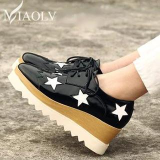 MIAOLV Star Pattern Wedge Lace-up Shoes