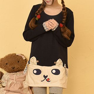 Moriville Cat Embroidered Pullover