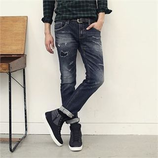 MITOSHOP Distressed Straight-Cut Jeans