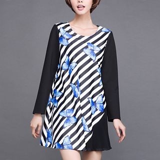 Mythmax Long-Sleeve Butterfly-Print Dress