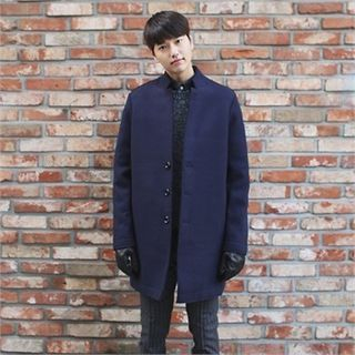 MITOSHOP Single-Breasted Wool Blend Coat