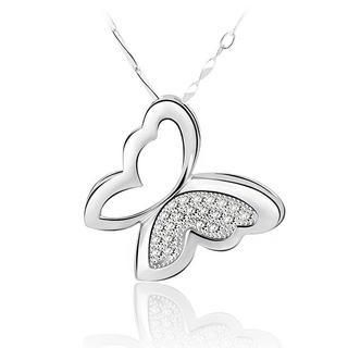 BELEC 925 Sterling Silver Elegant Butterfly Pendant and 45cm Necklace