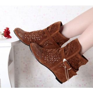Shoes Galore Perforated Hidden Wedge Boots