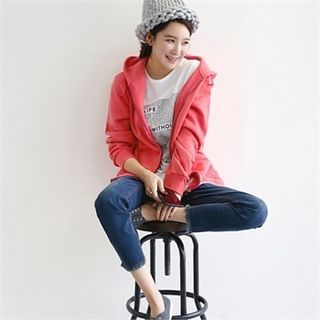 mayblue Brushed Fleece-Lined Colored Hoodie
