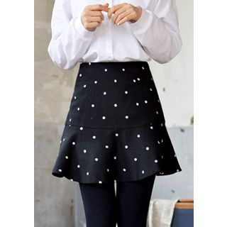 DEEPNY Frill-Hem Dotted Mini Skirt