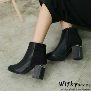 Wifky Cutout Block-Heel Ankle Boots