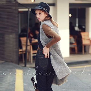 Fashion Street Double-Breasted Long Fleece Vest