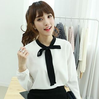 Dodostyle Bow-Front Chiffon Top