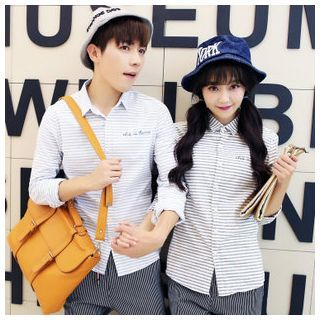 Simpair Couple Stripe Long-Sleeve Shirt