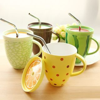 Chopie Fruit Print Cup with Straw