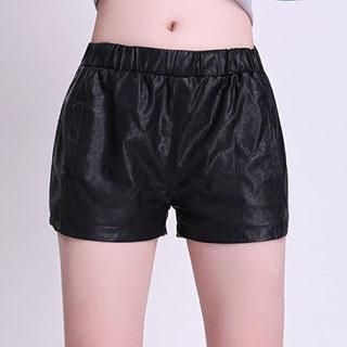 Romantica Faux-Leather Shorts