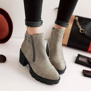 Pangmama Studded Block Heel Ankle Boots