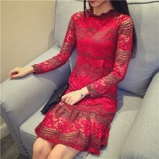 GAGAI Long-Sleeve Lace Dress