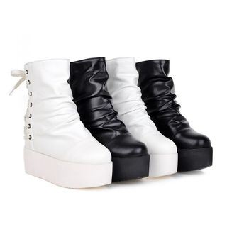 JY Shoes Lace-Up Platform Short Boots