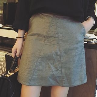 Supernini Faux Leather A-Line Skirt