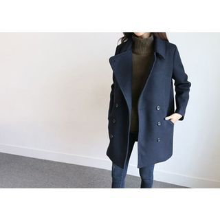 Hello sweety Double-Breasted Wool Blend Coat