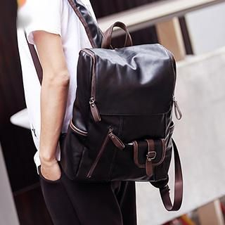 BagBuzz Faux Leather Flap Backpack