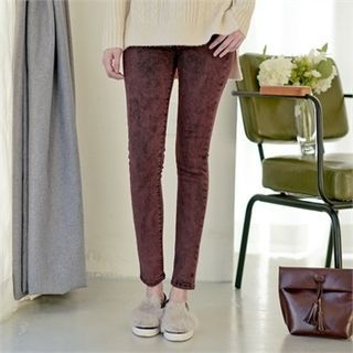 Styleberry Washed Brushed-Fleece Skinny Pants