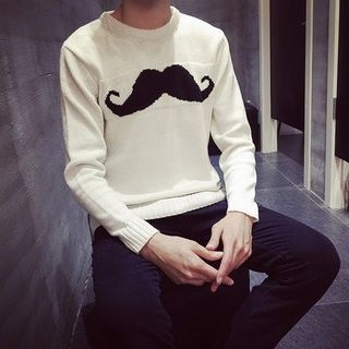 Fisen Mustache Print Knit Top