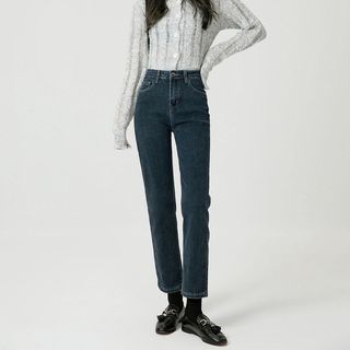 High Rise Cropped Straight Leg Jeans