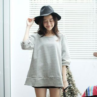 Tokyo Fashion 3/4-Sleeve Houndstooth Top