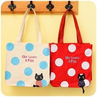 Cutie Bazaar Dotted Cat Print Lunch Bag