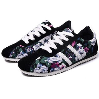 Preppy Boys Paneled Flower-Print Sneakers