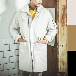 TOMONARI Detachable Fleece-Collar Zip Coat