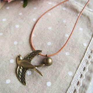 MyLittleThing Copper Flying Pigeon Leather Necklace