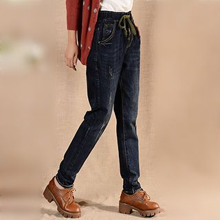 yuffi Drawstring Slim-Fit Jeans