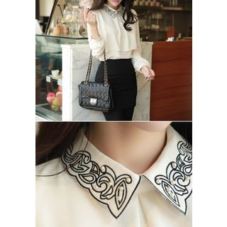 MyFiona Embroidered Capelet Chiffon Top