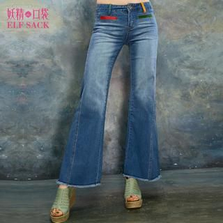 ELF SACK Fray-Hem Washed Boot-Cut Jeans