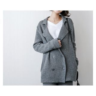 demavie Double-Breasted Wool Blend Knit Jacket