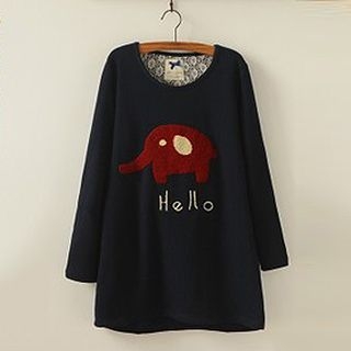 Angel Love Elephant Applique Sweatshirt