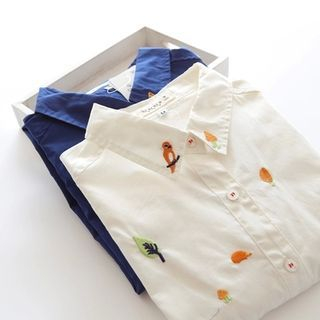 Bonbon Embroidered Long-Sleeve Blouse