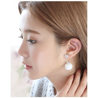 Miss21 Korea Pompom Dangle Earrings