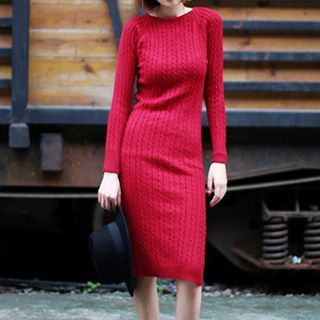 Jolly Club Long-Sleeve Cable-Knit Dress