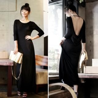 Draped Open Back Maxi Dress
