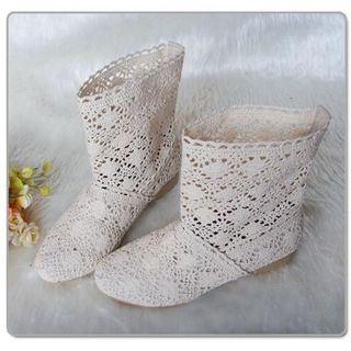Shoes Galore Lace Perforated Flat Boots