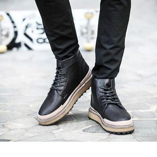 Preppy Boys High-Top Paneled Lace-Up Shoes