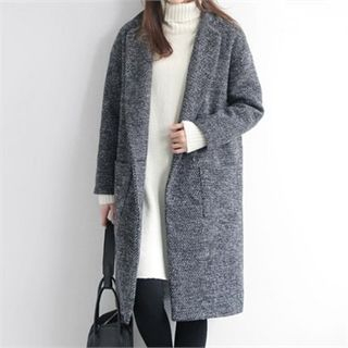 YOOM Notched-Lapel Double-Breasted M lange Coat