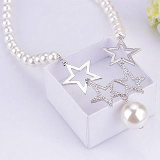 Best Jewellery Faux Pearl Cutout Star Necklace