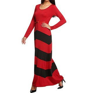 Rebecca Long-Sleeve Striped Maxi Dress