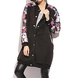 Dream Girl Splattered Panel Baseball Jacket