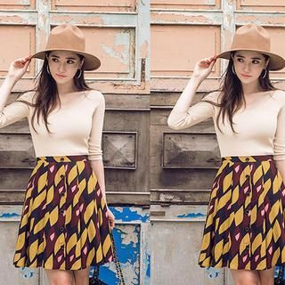 chuu Patterned Pleated A-Line Skirt