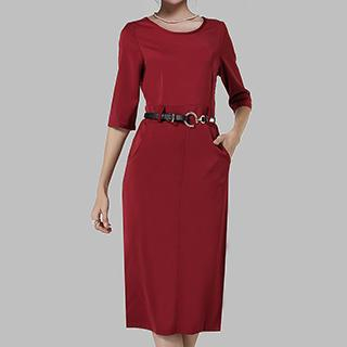 Rebecca 3/4-Sleeve Midi Dress