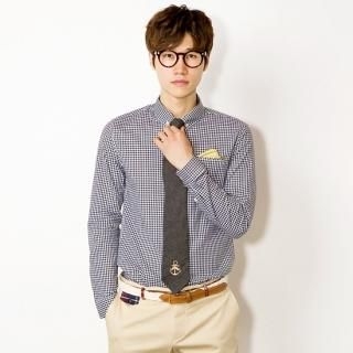 Handkerchief-Accent Gingham Shirt