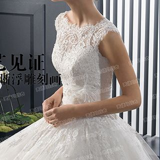 Angel Bridal Rosette Cutout-Back A-Line Wedding Gown