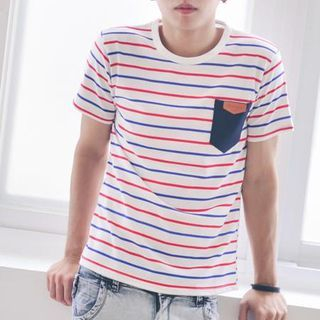 SeventyAge Striped Pocket T-Shirt