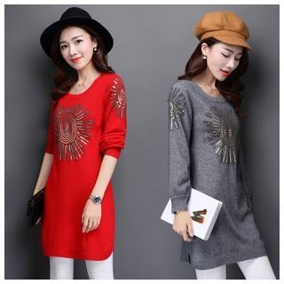 Mistee Sequined Pattern Long Sweater